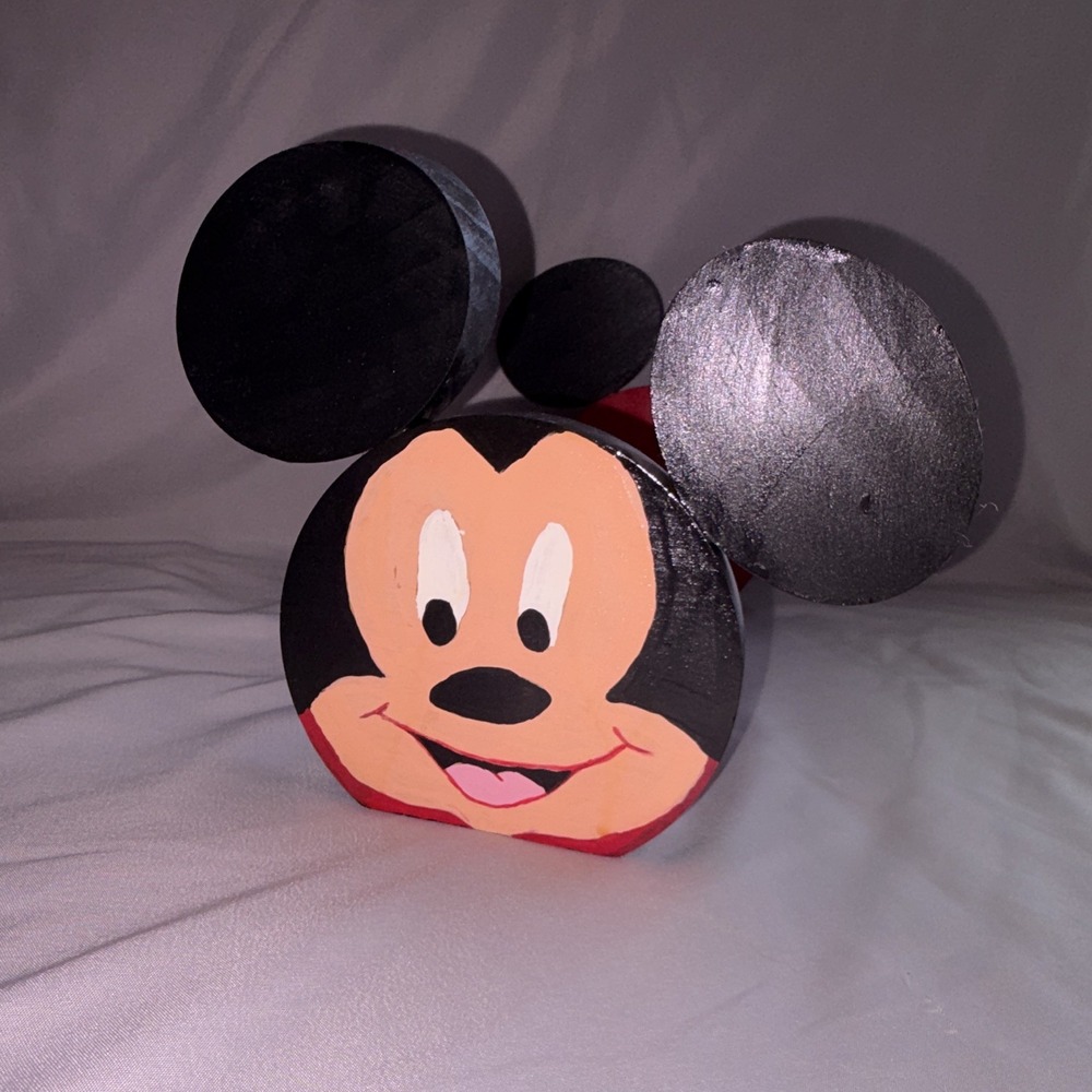 Vintage Disney Mickey Mouse Wooden Painted Holder/Rack Red & Black 13in x 8in - Picture 3 of 6